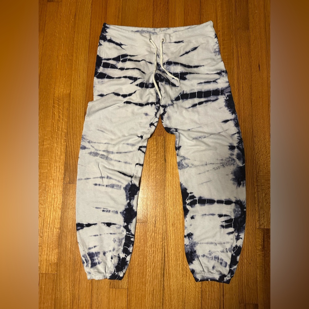 Monrow Navy and White Tie-Dye Joggers